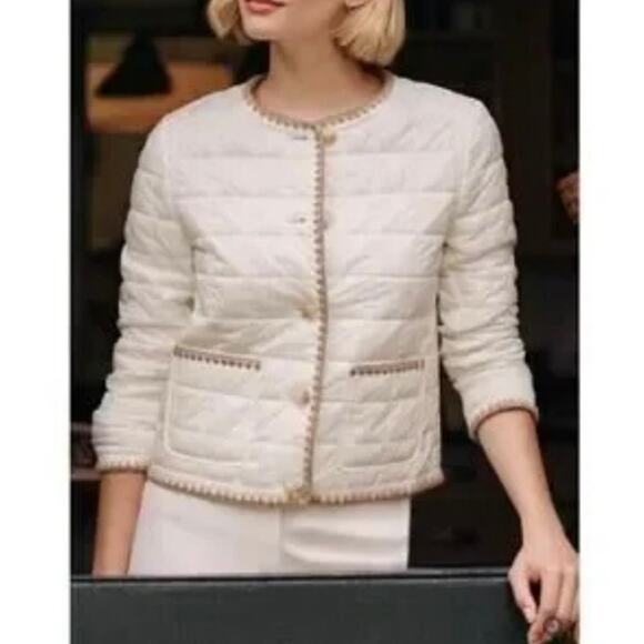 J.McLaughlin Egret White Danica Quilted Puffer Jacket Women’s Small Lightweight - Picture 1 of 13